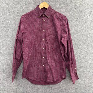 Saks Fifth Avenue Men's Button Up Casual Shirt, 100% Egyptian Cotton, Red, Sz M